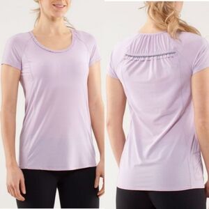 Lululemon Run: Short Sleeve Wild Tech in Lavander Stripe Size 4